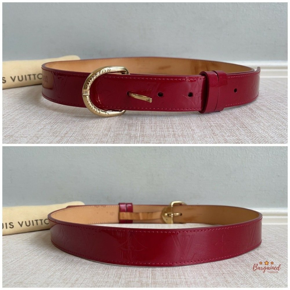 Authentic Louis Vuitton Pomme D'Amour Monogram Vernis LV Frame Belt Size 80/32 - Picture 6 of 13